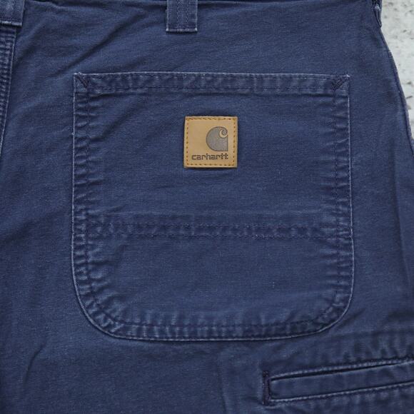 Vintage Y2K Carhartt B144 NVY Navy Faded Blue Carpenter Shorts 33x9.5 - Picture 6 of 14